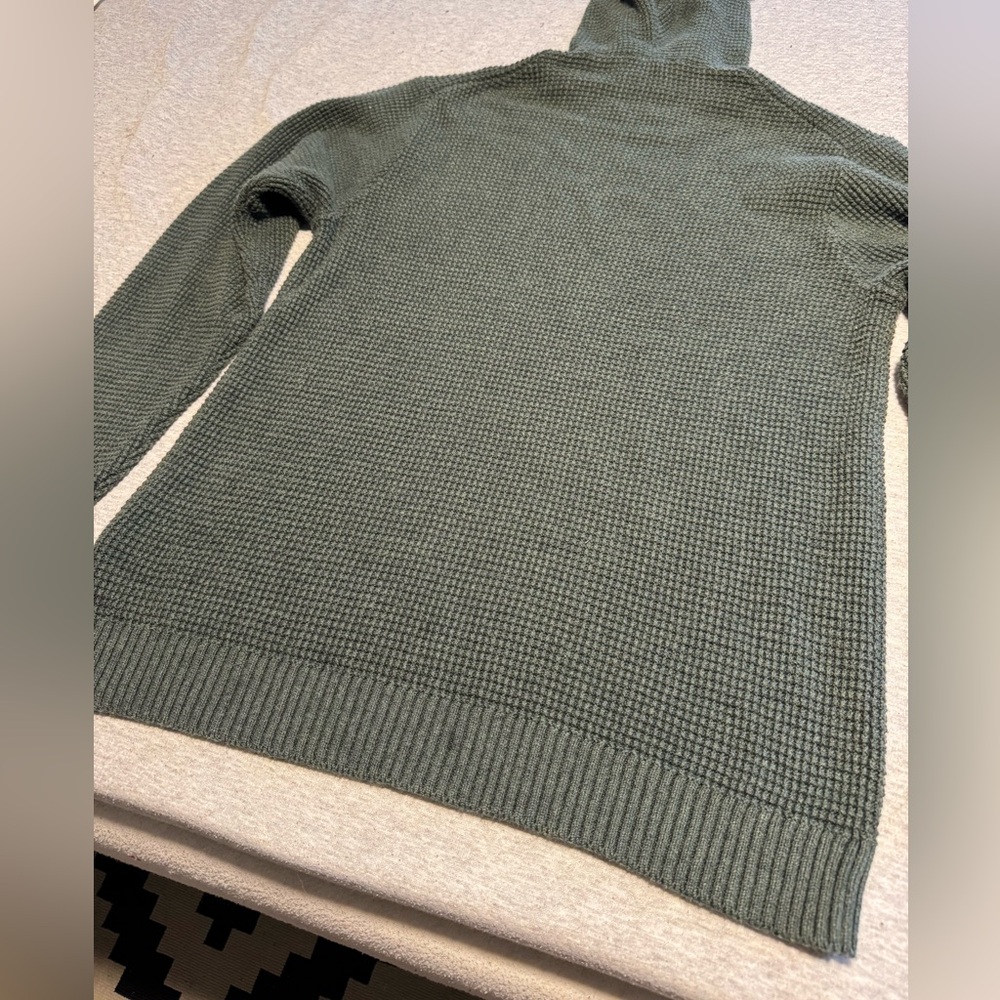 Marine Layer Waffle Knit Wool Cotton Blend Pullover Hoodie Green XL - Picture 10 of 15